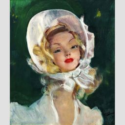 Portrait féminin avec un fond vert. Jean-Gabriel Domergue - galerie latrium - photo 8