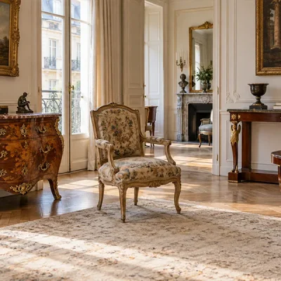 Mobilier ancien de collection Louis XV Empire et Art déco dans un intérieur élégant