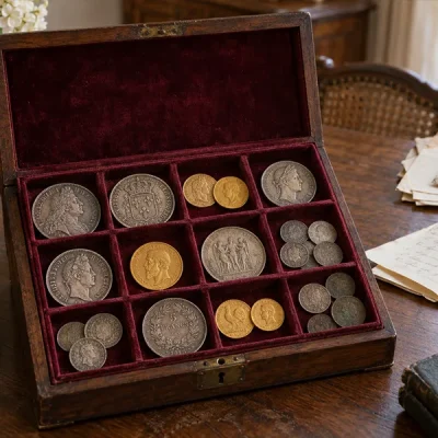 coffret monnaies anciennes succession vente estimation expertise galerie atrium - collection de monnaies
